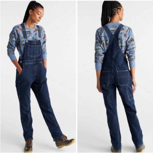 LL Bean Womens Relaxed Fit 207 Jean Overalls Extra Small XS Regular Blue Denim - Picture 14 of 14